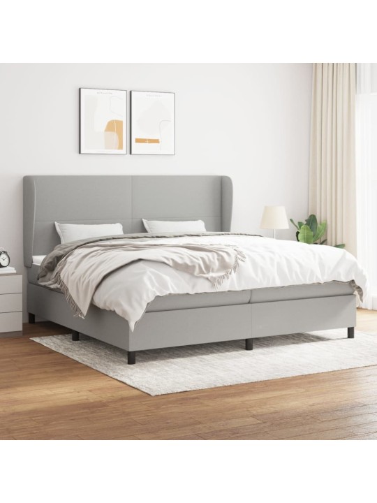 Box spring postel s matrací světle šedá 200 x 200 cm textil