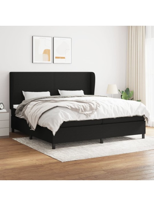 Box spring postel s matrací černá 200x200 cm textil