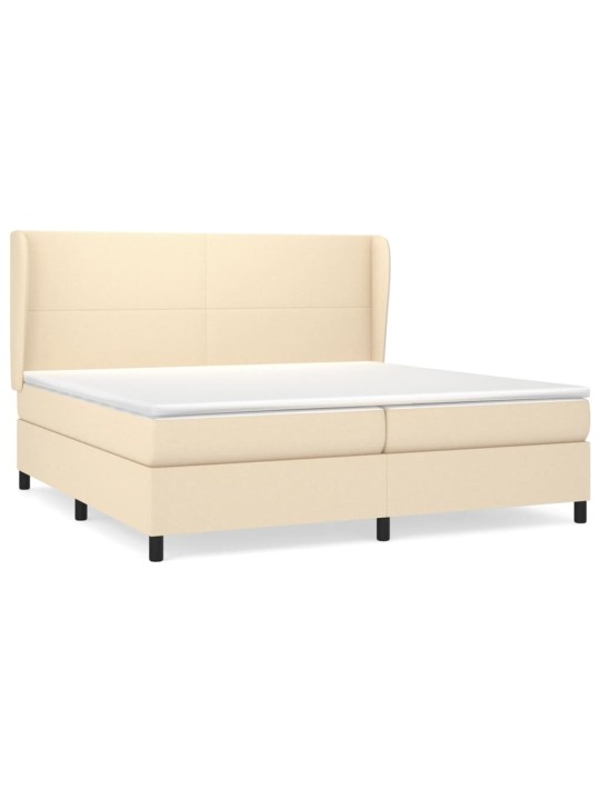 Box spring postel s matrací krémová 200x200 cm textil