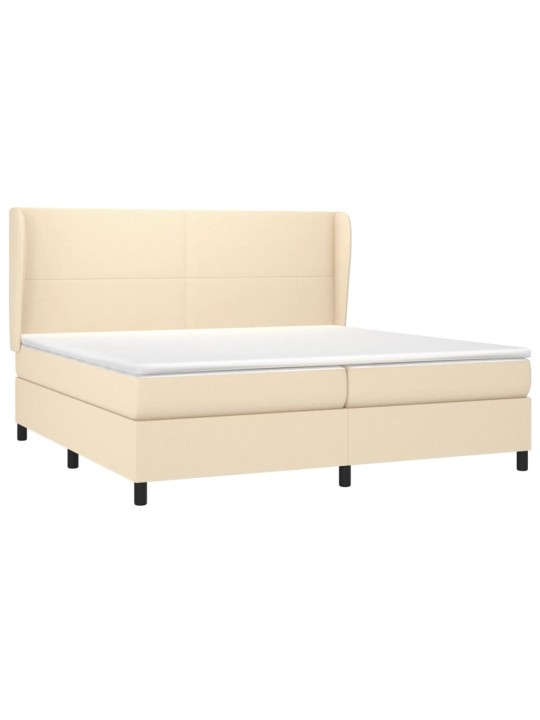 Box spring postel s matrací krémová 200x200 cm textil