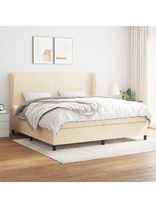 Box spring postel s matrací krémová 200x200 cm textil