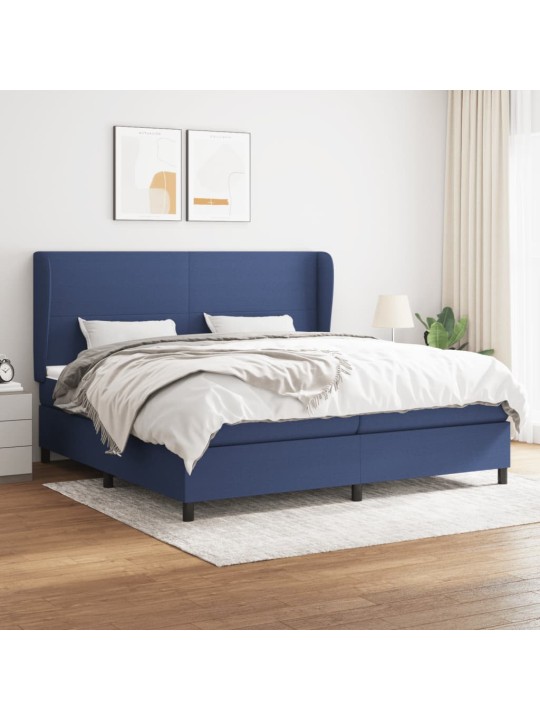 Box spring postel s matrací modrá 200x200 cm textil