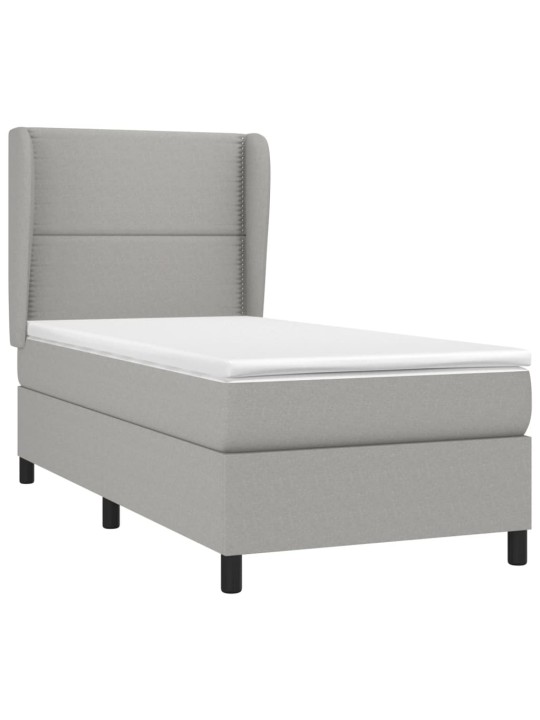 Box spring postel s matrací světle šedá 80 x 200 cm textil
