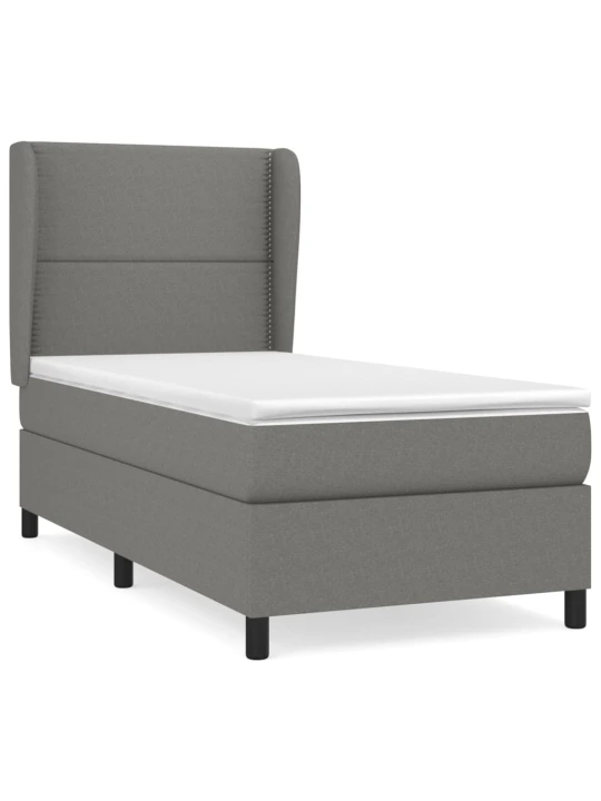 Box spring postel s matrací tmavě šedá 80 x 200 cm textil