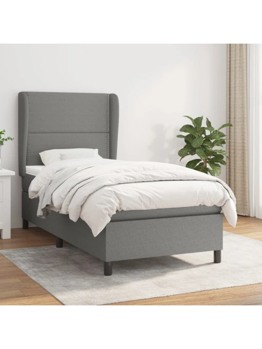 Box spring postel s matrací tmavě šedá 80 x 200 cm textil