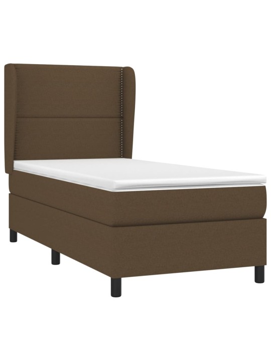 Box spring postel s matrací tmavě hnědá 90x190 cm textil