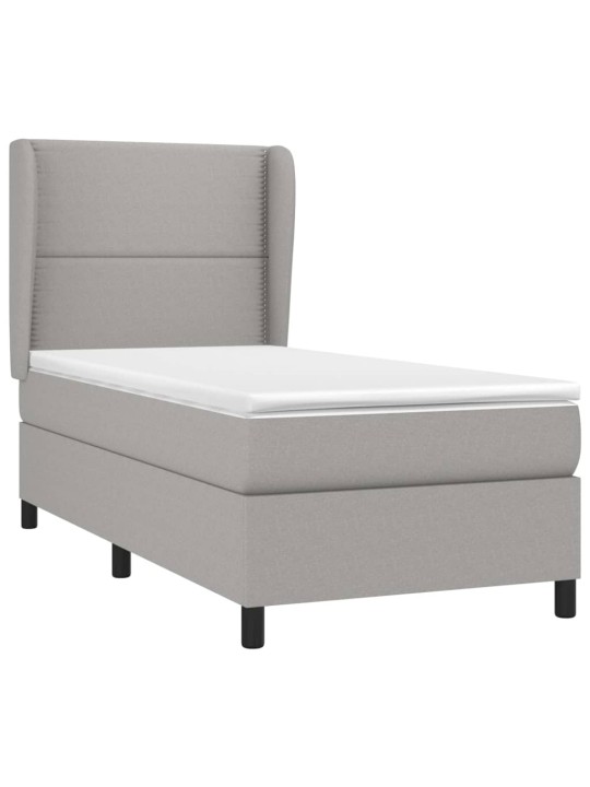 Box spring postel s matrací světle šedá 90x200 cm textil