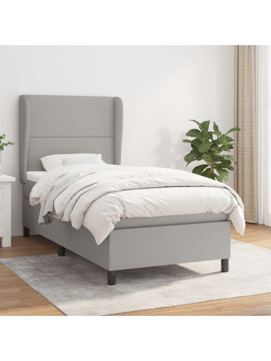 Box spring postel s matrací světle šedá 90x200 cm textil