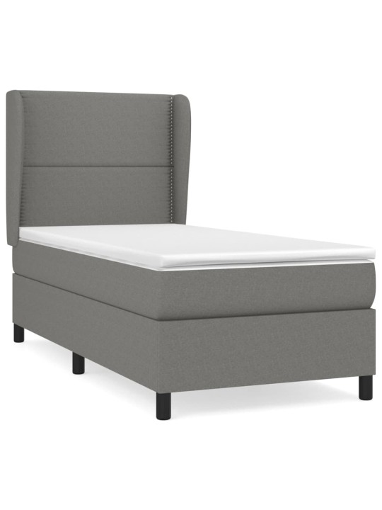 Box spring postel s matrací tmavě šedá 90x200 cm textil