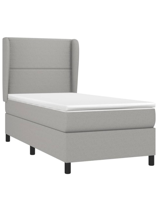 Box spring postel s matrací světle šedý 100 x 200 cm textil