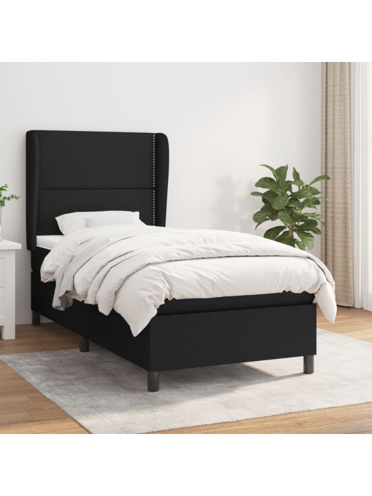 Box spring postel s matrací černá 100 x 200 cm textil