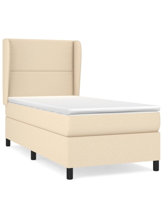Box spring postel s matrací krémová 100 x 200 cm textil