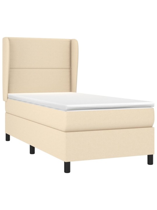Box spring postel s matrací krémová 100 x 200 cm textil
