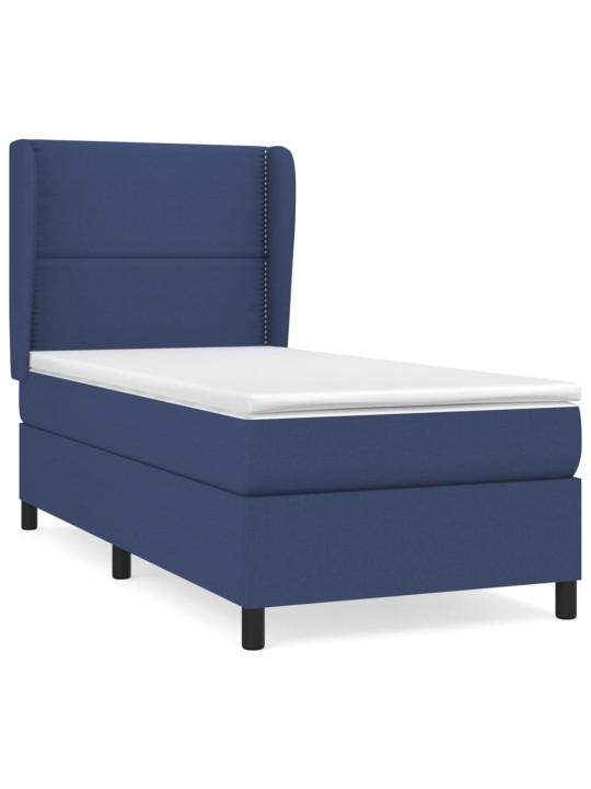 Box spring postel s matrací modrá 100 x 200 cm textil