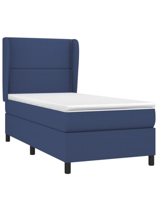 Box spring postel s matrací modrá 100 x 200 cm textil