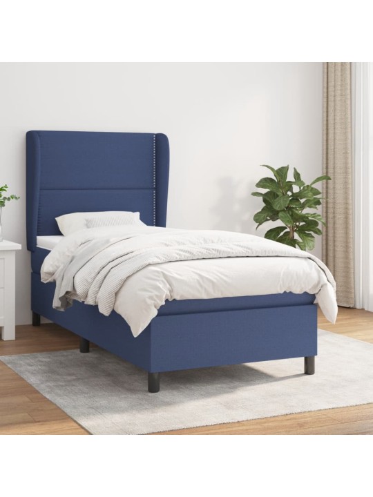 Box spring postel s matrací modrá 100 x 200 cm textil