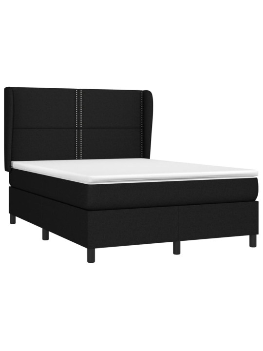 Box spring postel s matrací černá 140 x 190 cm textil