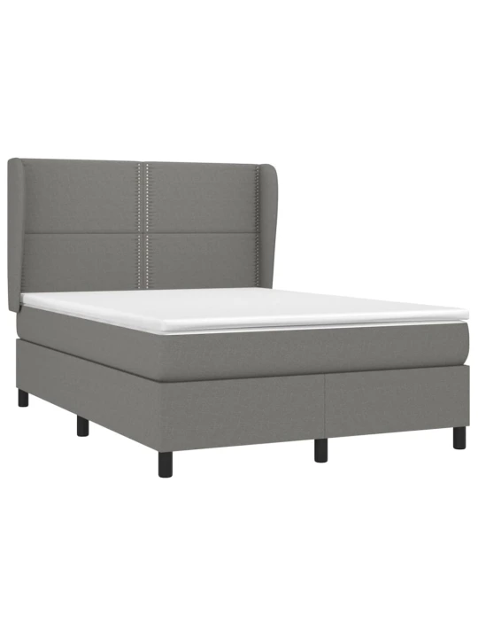 Box spring postel s matrací tmavě šedá 140x200 cm textil