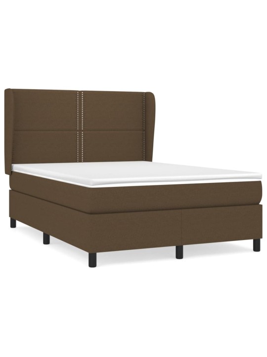 Box spring postel s matrací tmavě hnědá 140x200 cm textil