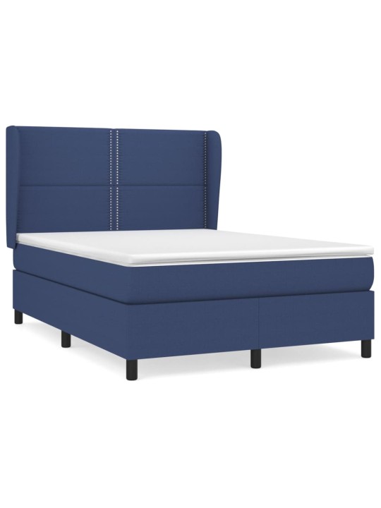 Box spring postel s matrací modrá 140x200 cm textil