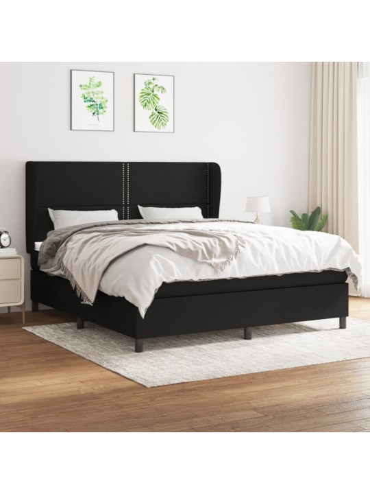 Box spring postel s matrací černá 160x200 cm textil