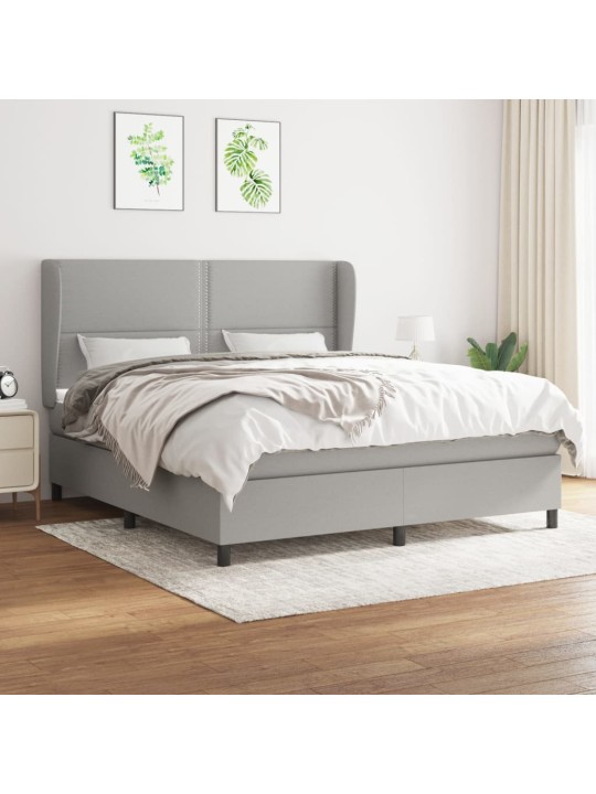 Box spring postel s matrací světle šedá 180 x 200 cm textil