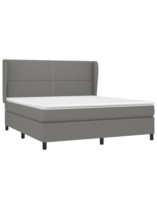 Box spring postel s matrací tmavě šedá 180x200 cm textil