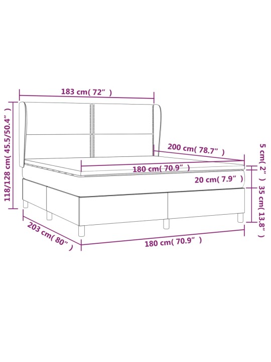 Box spring postel s matrací tmavě šedá 180x200 cm textil