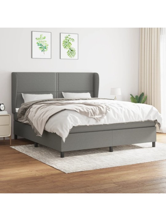 Box spring postel s matrací tmavě šedá 180x200 cm textil