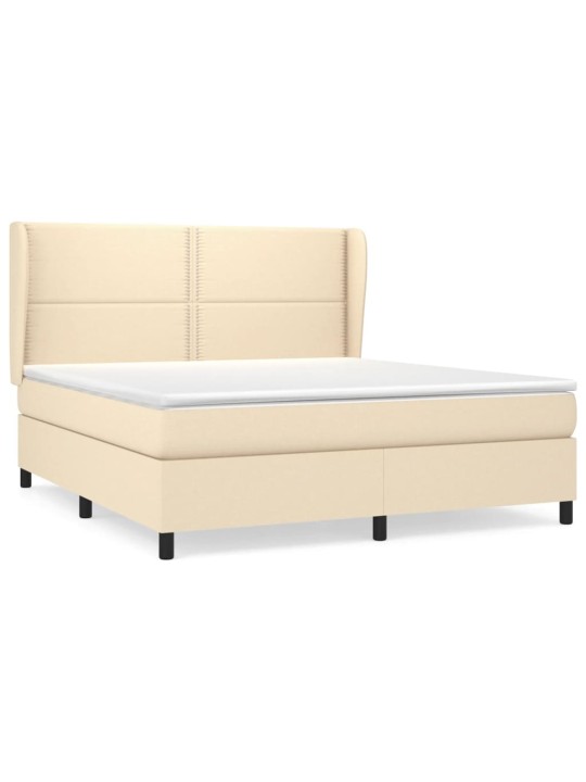 Box spring postel s matrací krémová 180x200 cm textil