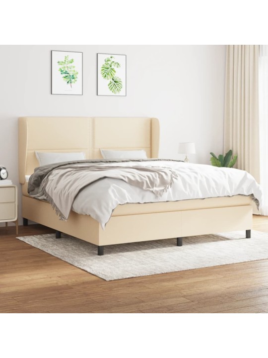 Box spring postel s matrací krémová 180x200 cm textil