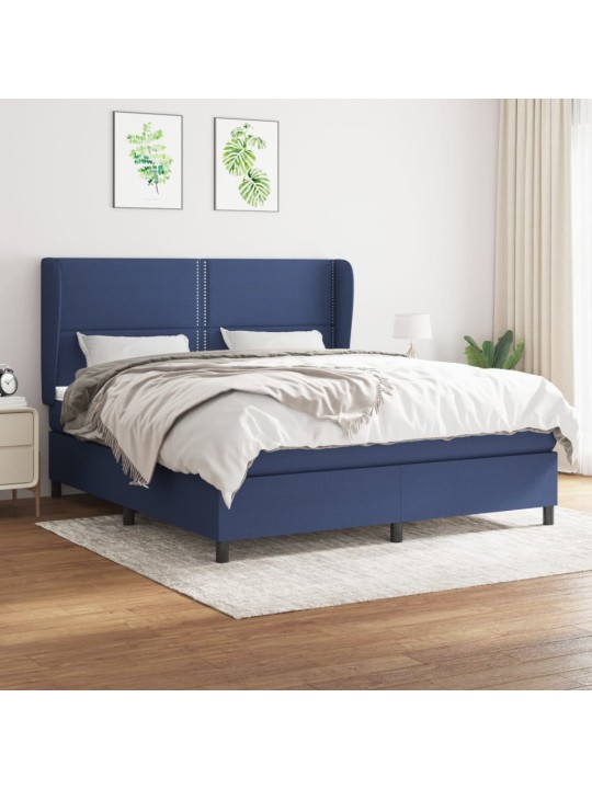 Box spring postel s matrací modrá 180x200 cm textil
