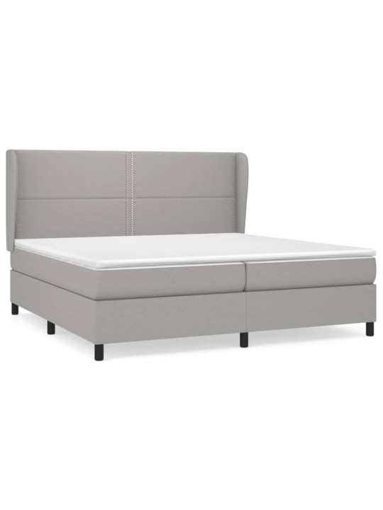 Box spring postel s matrací světle šedá 200 x 200 cm textil
