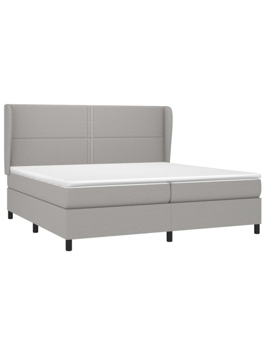 Box spring postel s matrací světle šedá 200 x 200 cm textil