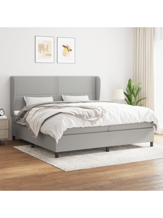 Box spring postel s matrací světle šedá 200 x 200 cm textil