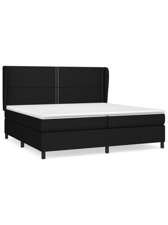 Box spring postel s matrací černá 200x200 cm textil