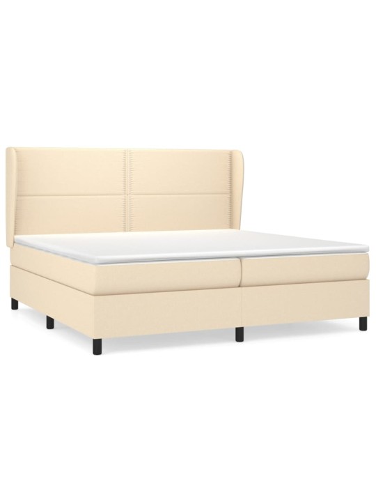 Box spring postel s matrací krémová 200x200 cm textil