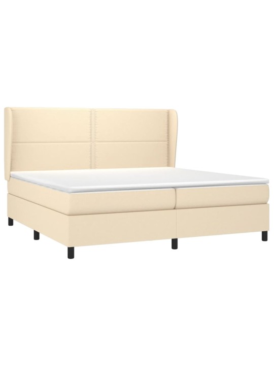 Box spring postel s matrací krémová 200x200 cm textil
