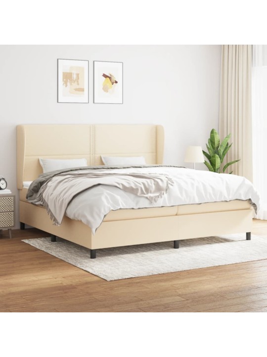 Box spring postel s matrací krémová 200x200 cm textil