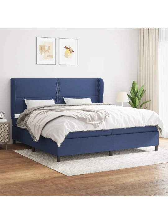 Box spring postel s matrací modrá 200x200 cm textil