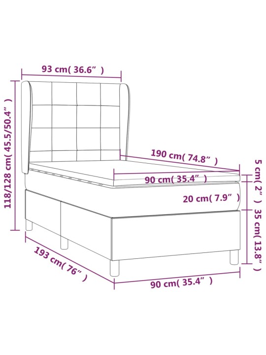 Box spring postel s matrací tmavě šedá 90x190 cm textil