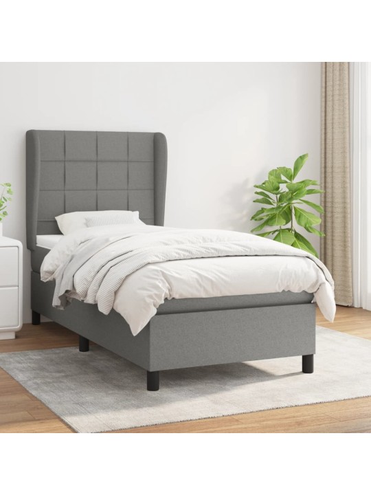 Box spring postel s matrací tmavě šedá 90x190 cm textil