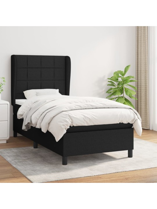 Box spring postel s matrací černá 90x190 cm textil