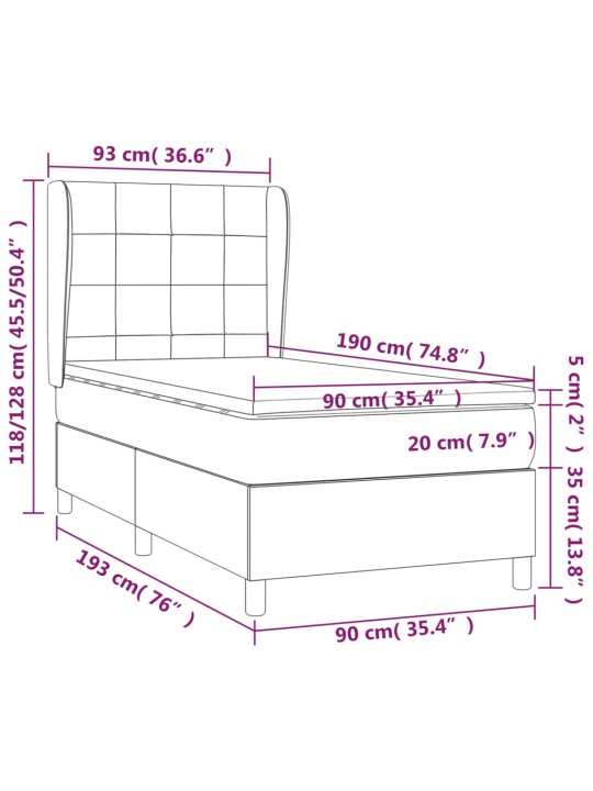 Box spring postel s matrací krémová 90x190 cm textil