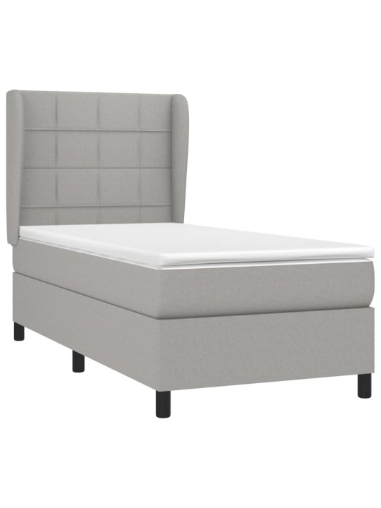 Box spring postel s matrací světle šedá 90x200 cm textil