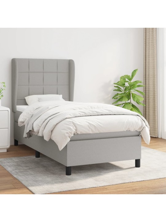 Box spring postel s matrací světle šedá 90x200 cm textil