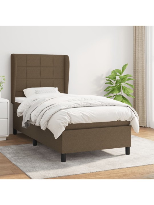 Box spring postel s matrací tmavě hnědá 90x200 cm textil