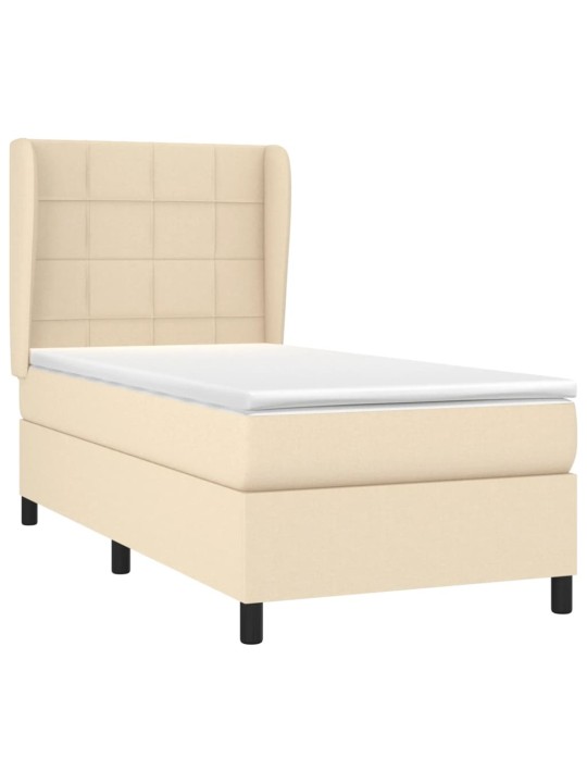 Box spring postel s matrací krémová 90x200 cm textil