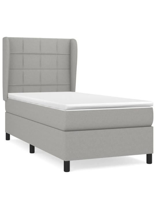Box spring postel s matrací světle šedý 100 x 200 cm textil