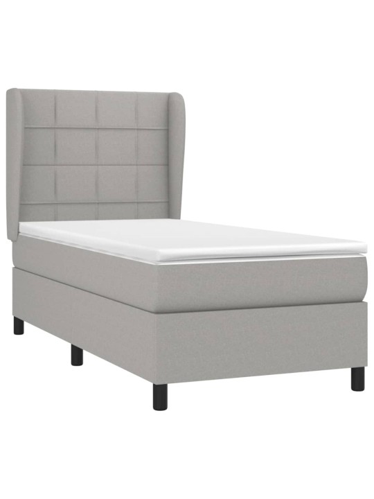 Box spring postel s matrací světle šedý 100 x 200 cm textil